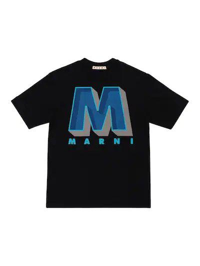 Marni Kids Logo Printed Crewneck T-Shirt商品第1张图片规格展示