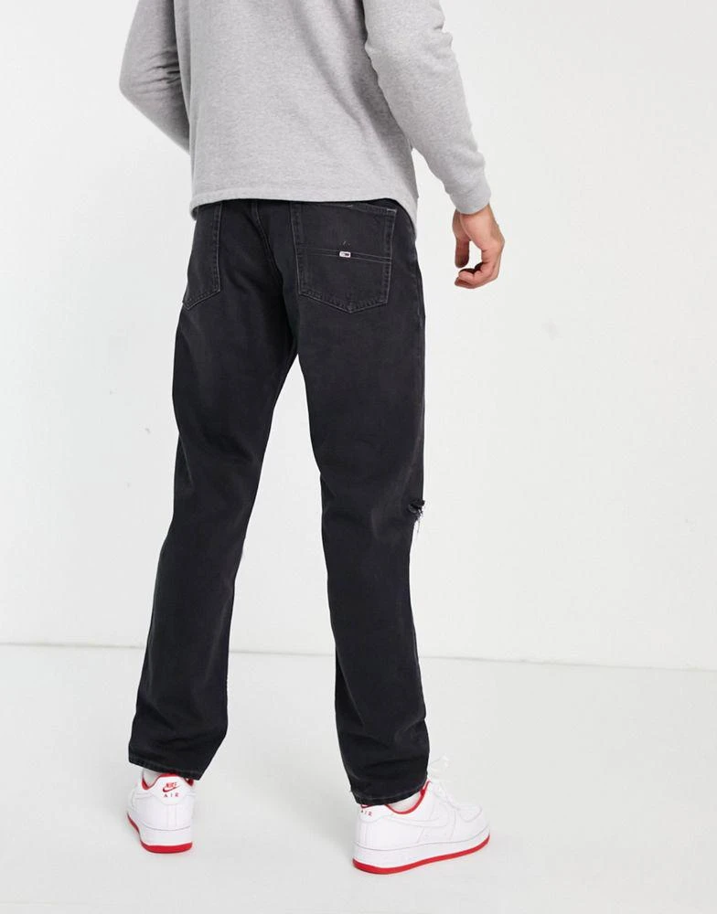 商品Tommy Hilfiger|Tommy Jeans Ethan relaxed straight fit jeans in distressed black wash,价格¥626,第3张图片详细描述