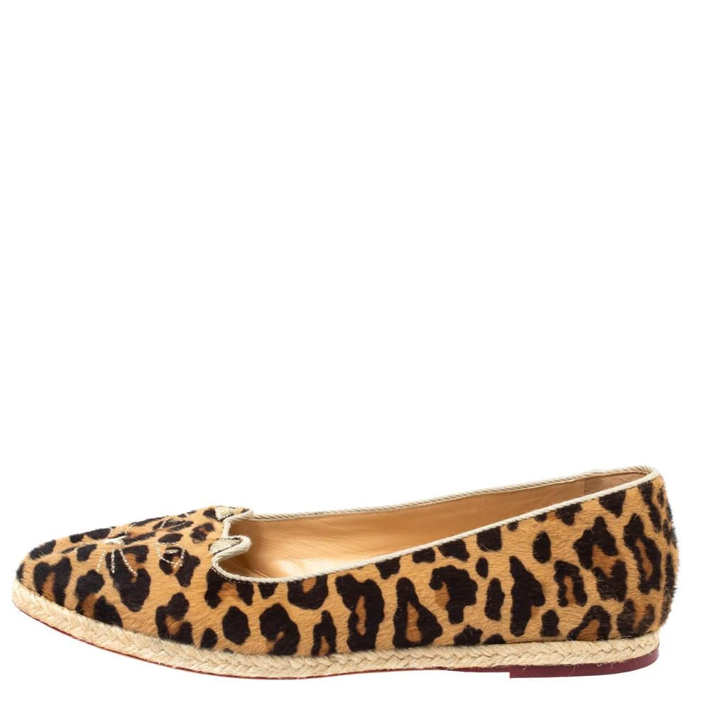 商品[二手商品] Charlotte Olympia|Charlotte Olympia Brown Animal Print Calf Hair Kitty Slip On Loafers Size 40,价格¥1400,第2张图片详细描述