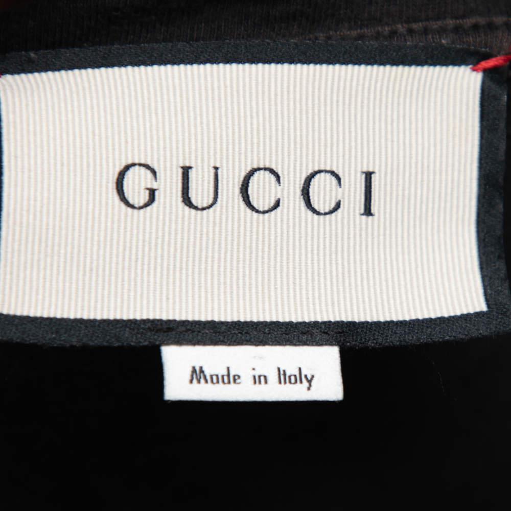 Gucci Black Cat Applique Cotton Short Sleeve Crewneck T-Shirt M商品第5张图片规格展示