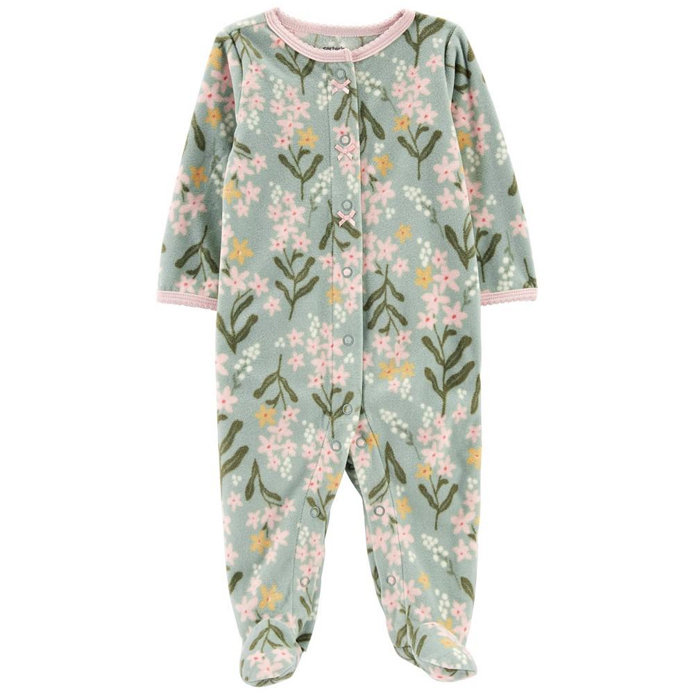 Baby Girls Floral Zip-Up Fleece Sleep and Play商品第1张图片规格展示