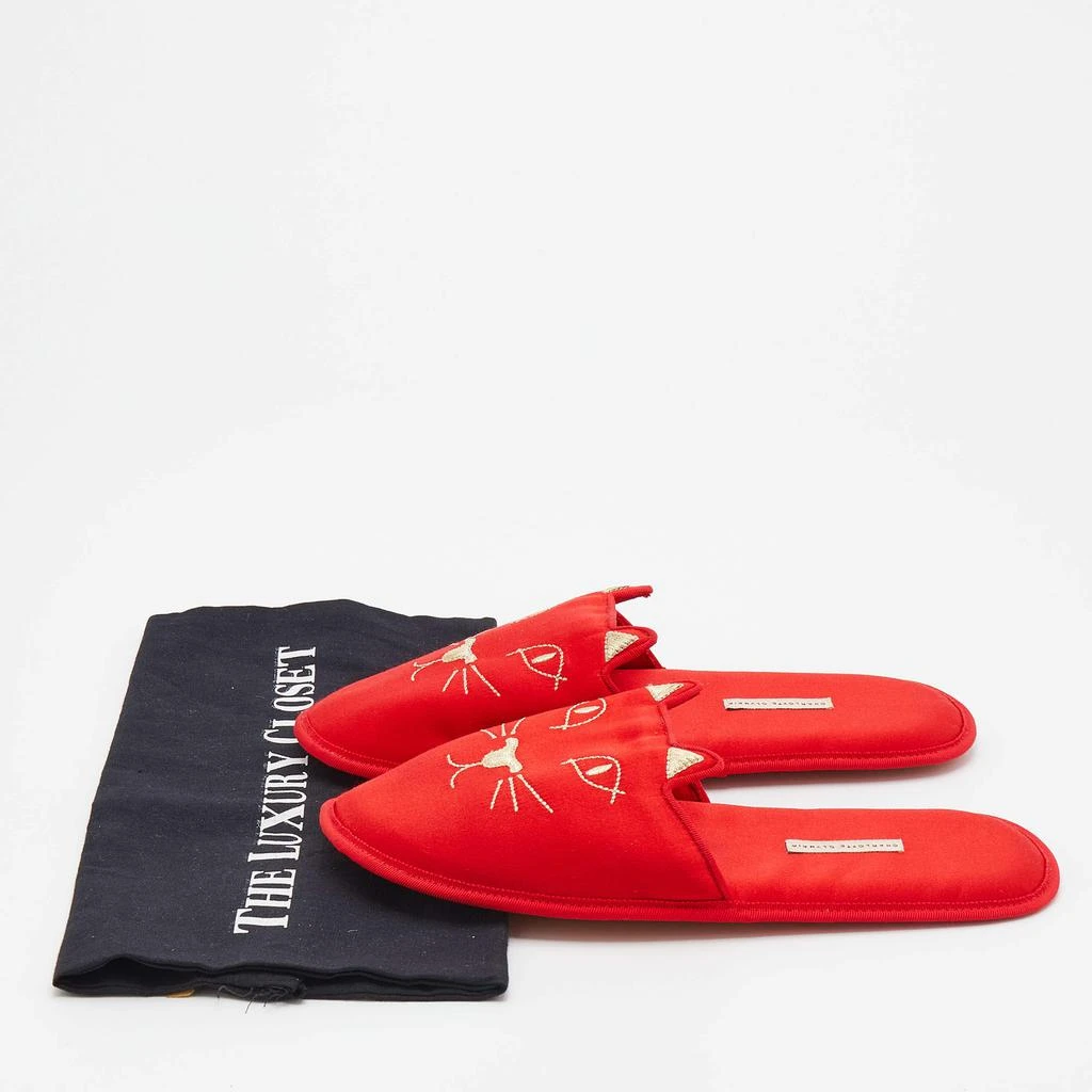 Charlotte Olympia Red Satin Kitty Slipper Flats Size XS 38 商品