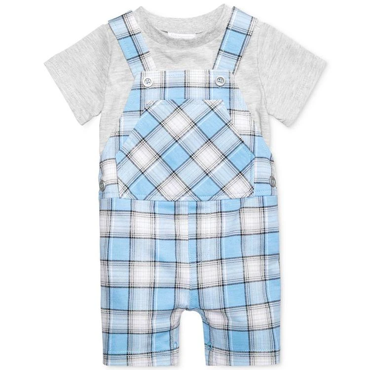 商品First Impressions|2-Pc. T-Shirt & Plaid Overall Set, Baby Boys (0-24 months), Created for Macy's,价格¥51,第2张图片详细描述