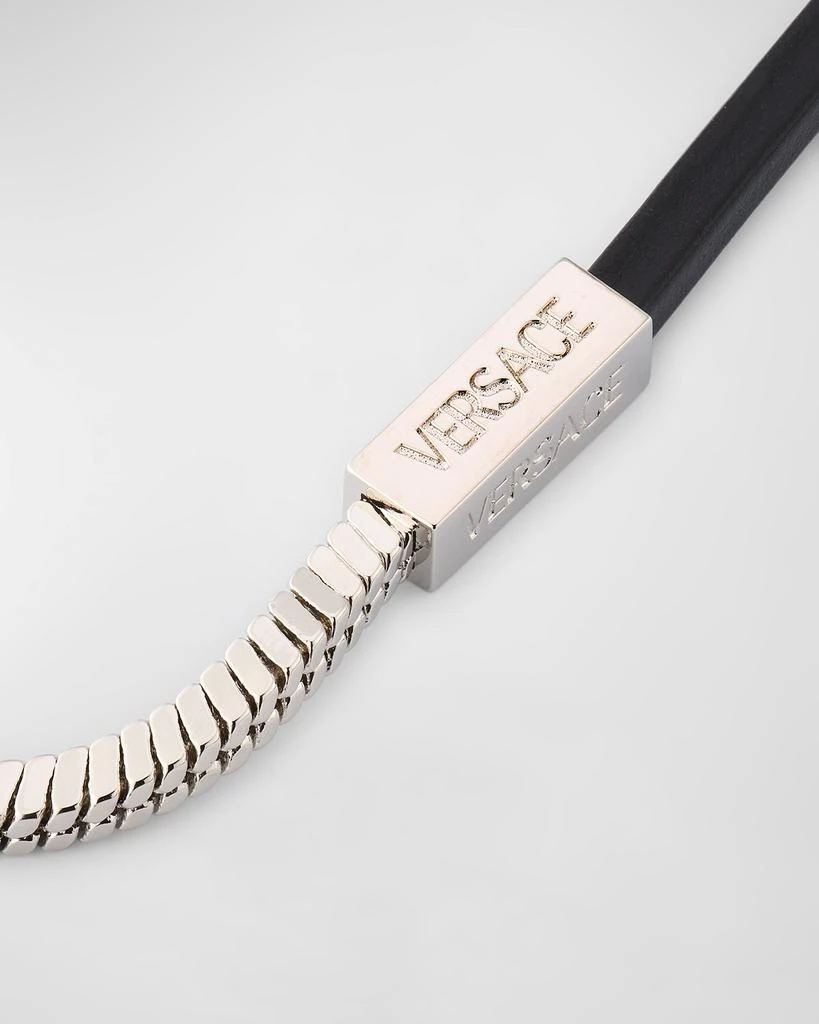 商品Versace|Men's Metal and Leather Chain Necklace,价格¥4553,第3张图片详细描述
