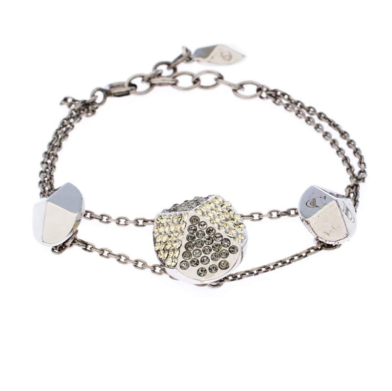 Dior Crystal Silver Tone Chain Link Station Bracelet商品第3张图片规格展示