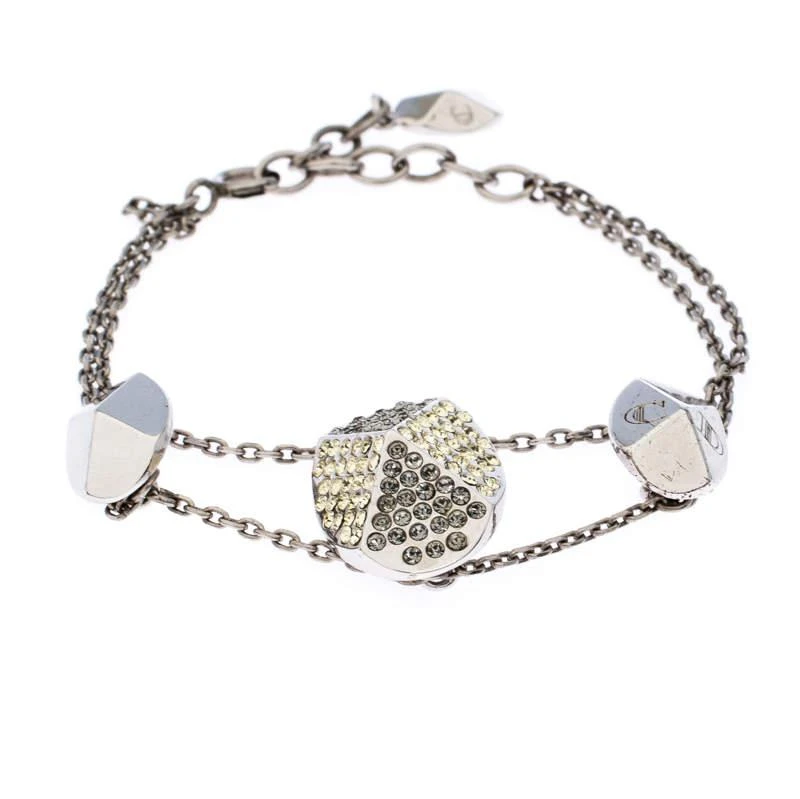 商品[二手商品] Dior|Dior Crystal Silver Tone Chain Link Station Bracelet,价格¥817,第3张图片详细描述