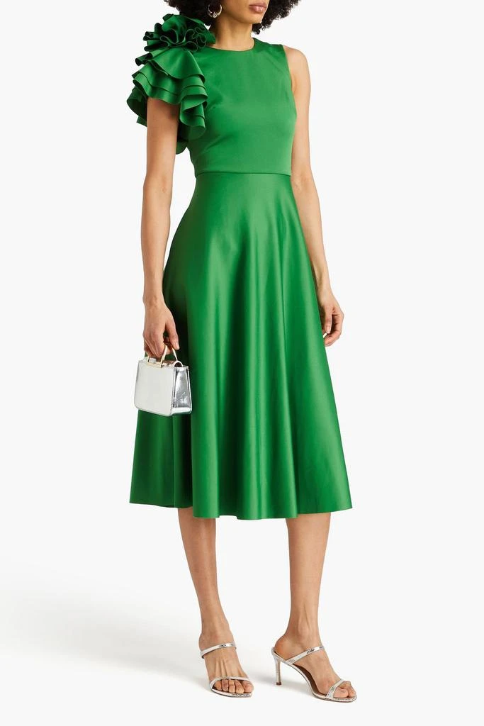 商品Badgley Mischka|Ruffled scuba midi dress,价格¥1786,第2张图片详细描述