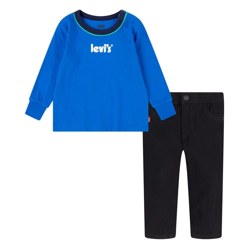 商品Levi's|Baby Boys Poster Logo Long Sleeves T-shirt and Denim Jeans, 2 Piece Set,价格¥197,第1张图片