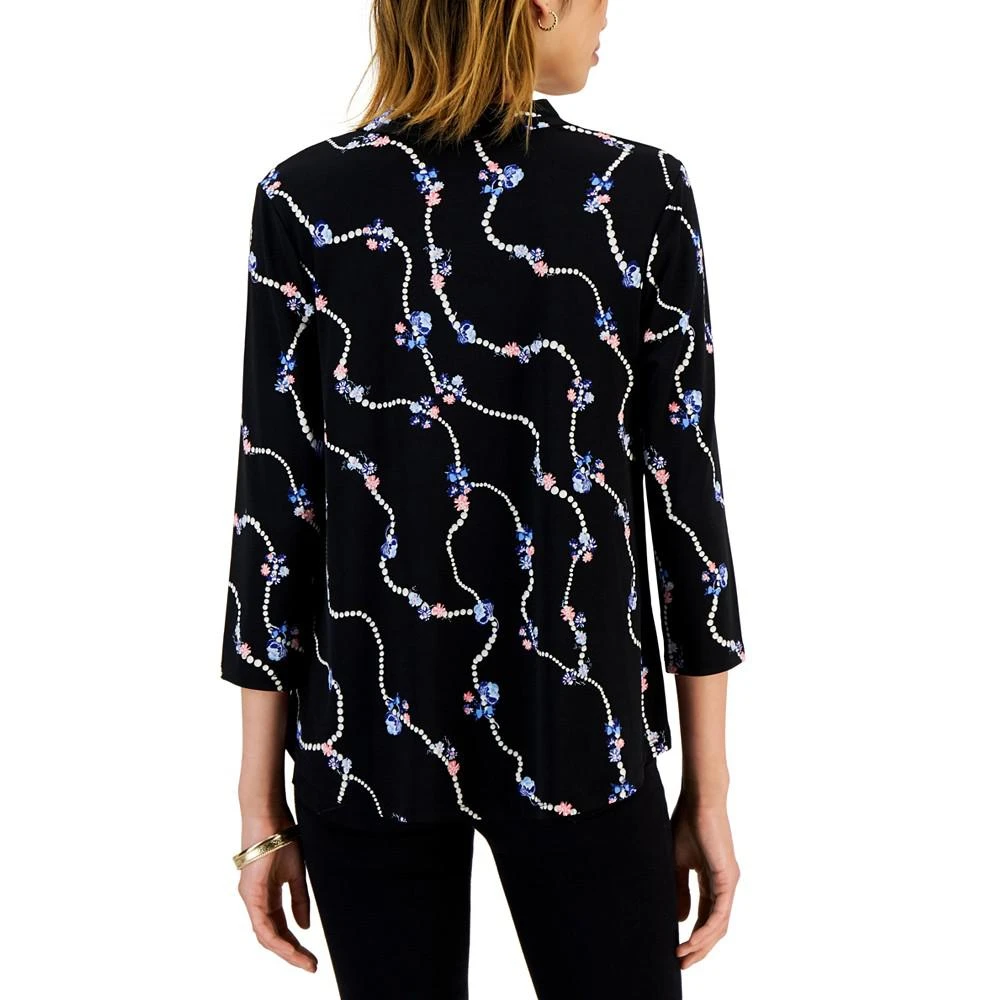 商品Charter Club|Printed Pearl Chain V-Neck Blouse, Created for Macy's,价格¥149,第2张图片详细描述