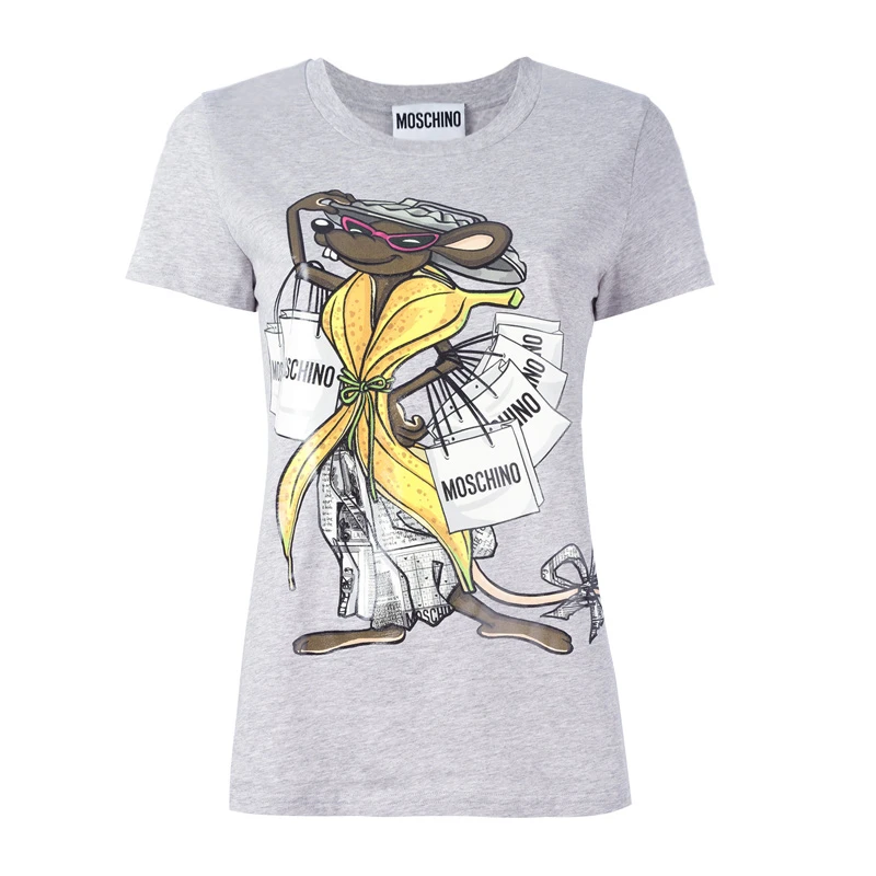 商品[国内直发] Moschino|Moschino 莫斯奇诺 女士灰色圆领纯棉短袖T恤 A0701-9140-1485,价格¥672,第1张图片