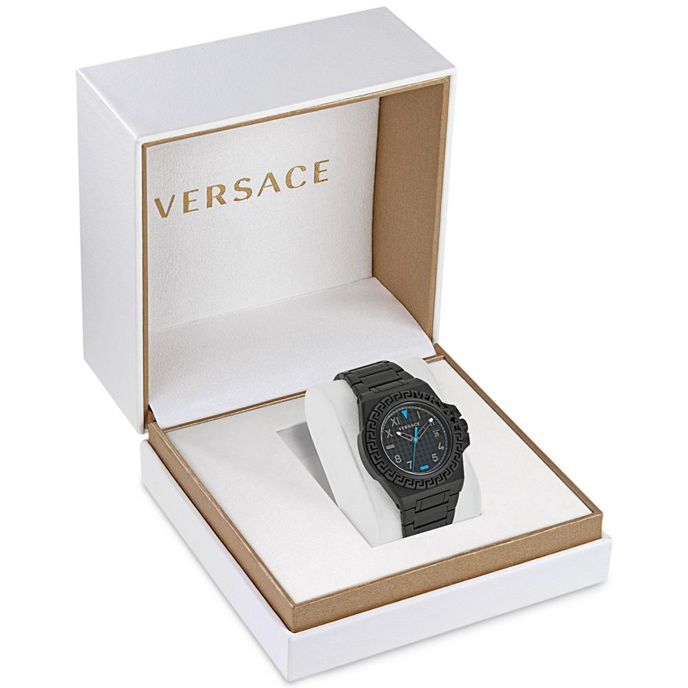商品Versace|Men's Swiss Greca Reaction Black-Tone Stainless Steel Bracelet Watch 44mm,价格¥10660,第6张图片详细描述