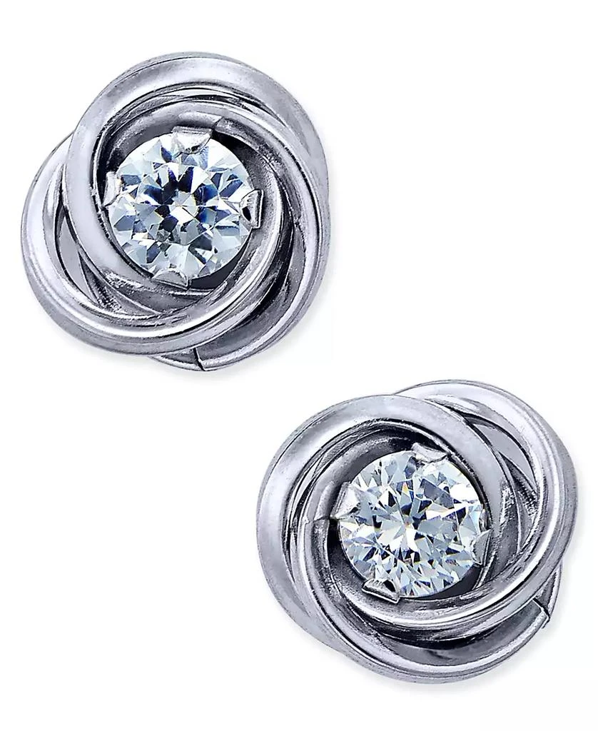 商品Macy's|Cubic Zirconia Love Knot Stud Earrings in 10k White Gold,价格¥374,第1张图片