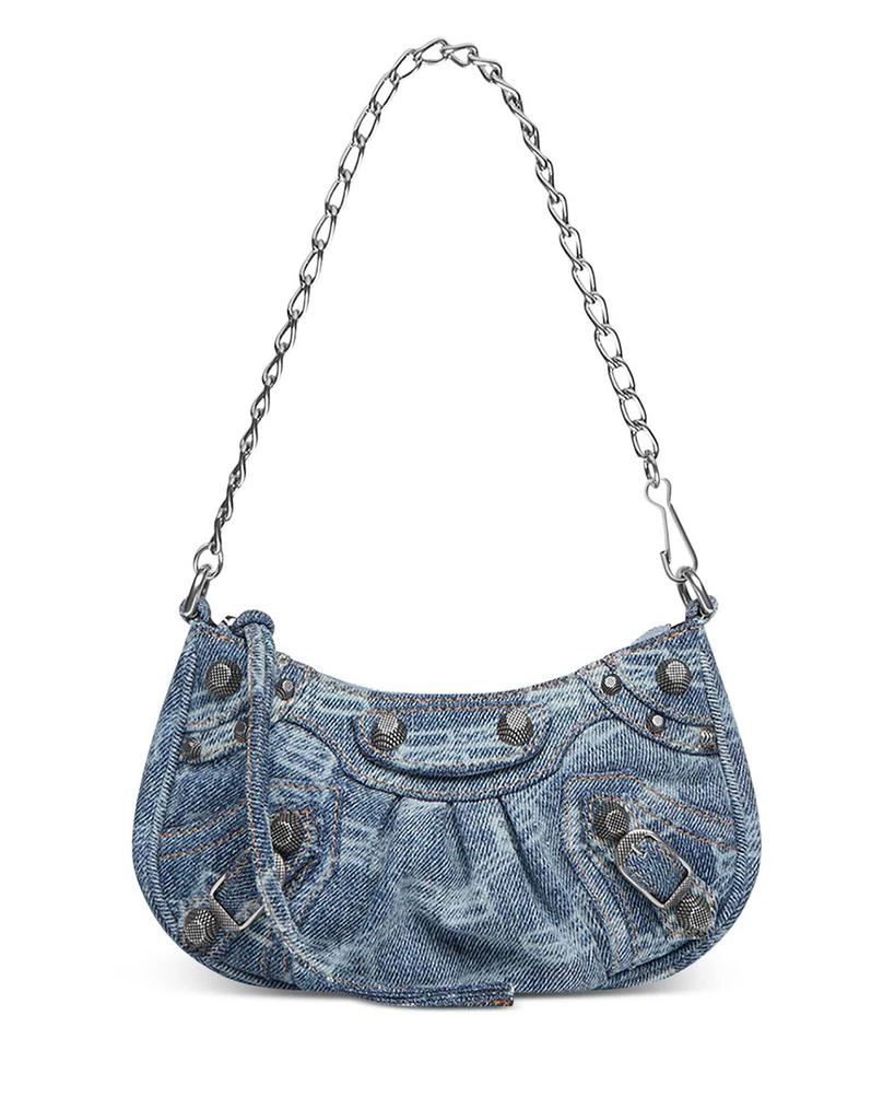 商品Balenciaga|Le Cagole BB Monogram Bleached Denim Mini Chain Purse,价格¥10544,第1张图片