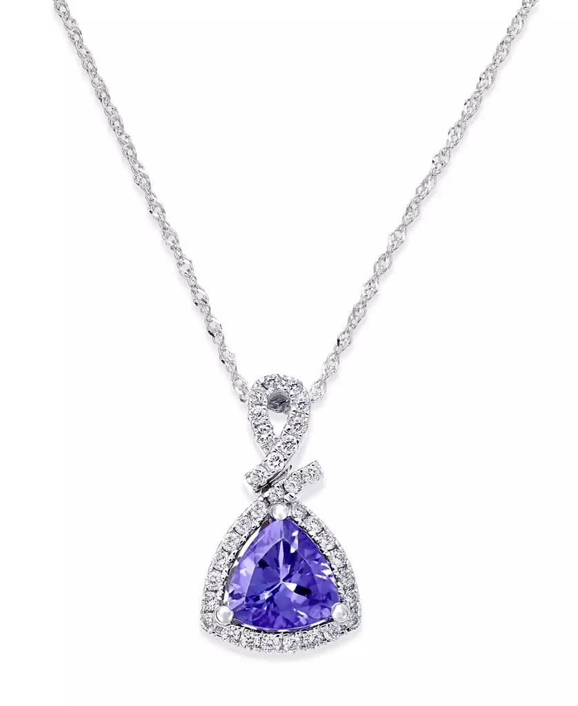 商品Macy's|Tanzanite (1-1/10 ct. t.w.) and Diamond (1/4 ct. t.w.) Triangle 18" Pendant Necklace in 14k White Gold,价格¥3869,第1张图片