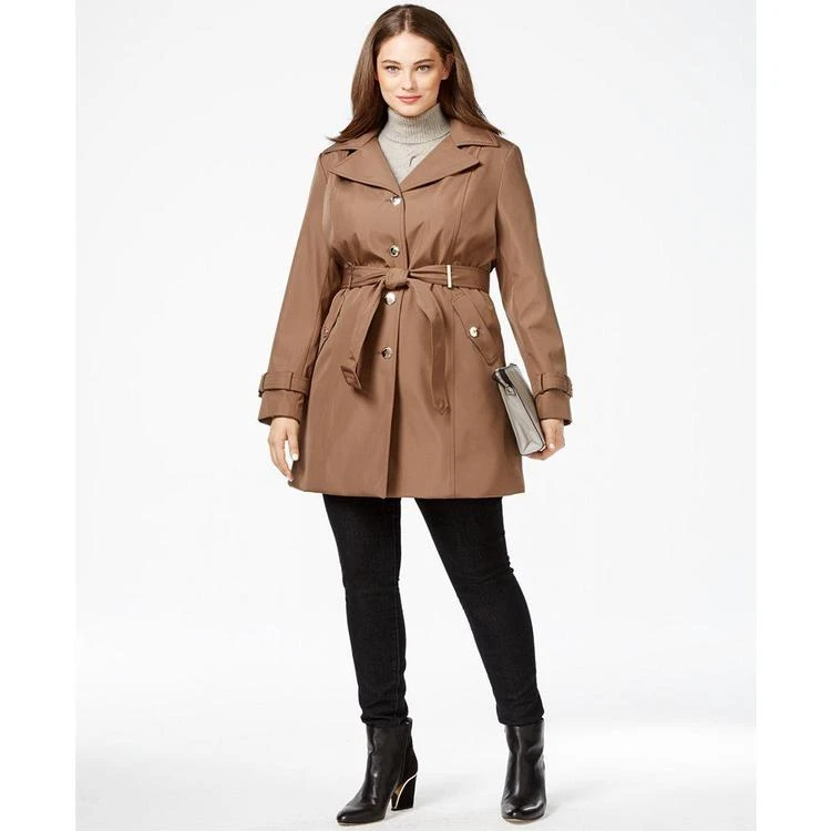 商品Calvin Klein|Plus Size Hooded Single-Breasted Trench Coat,价格¥897,第4张图片详细描述