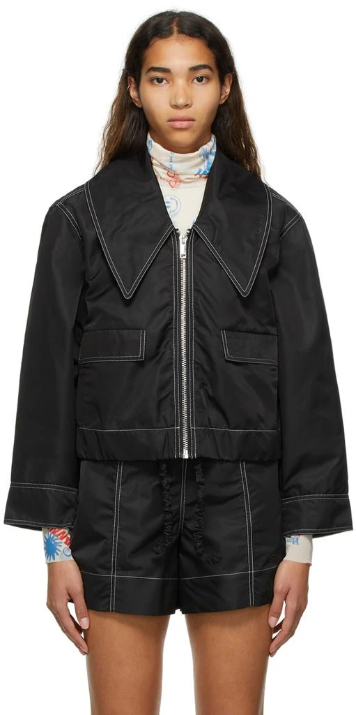 商品Ganni|Black Recycled Nylon Jacket,价格¥1437,第1张图片