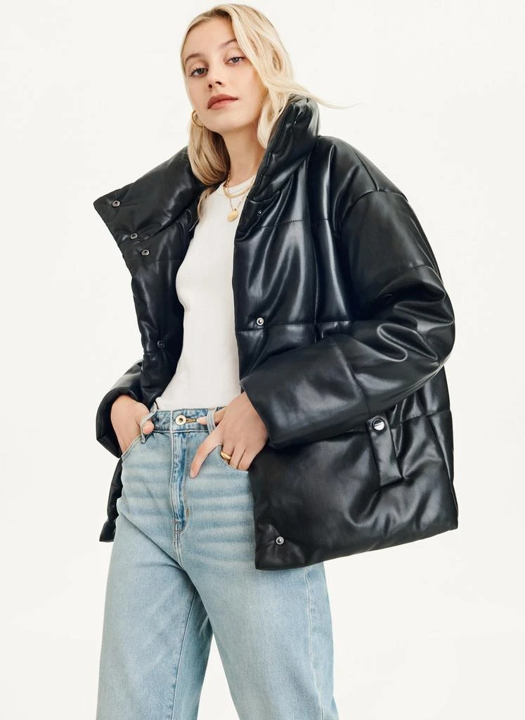 DKNY Faux Leather Puffer Jacket 4