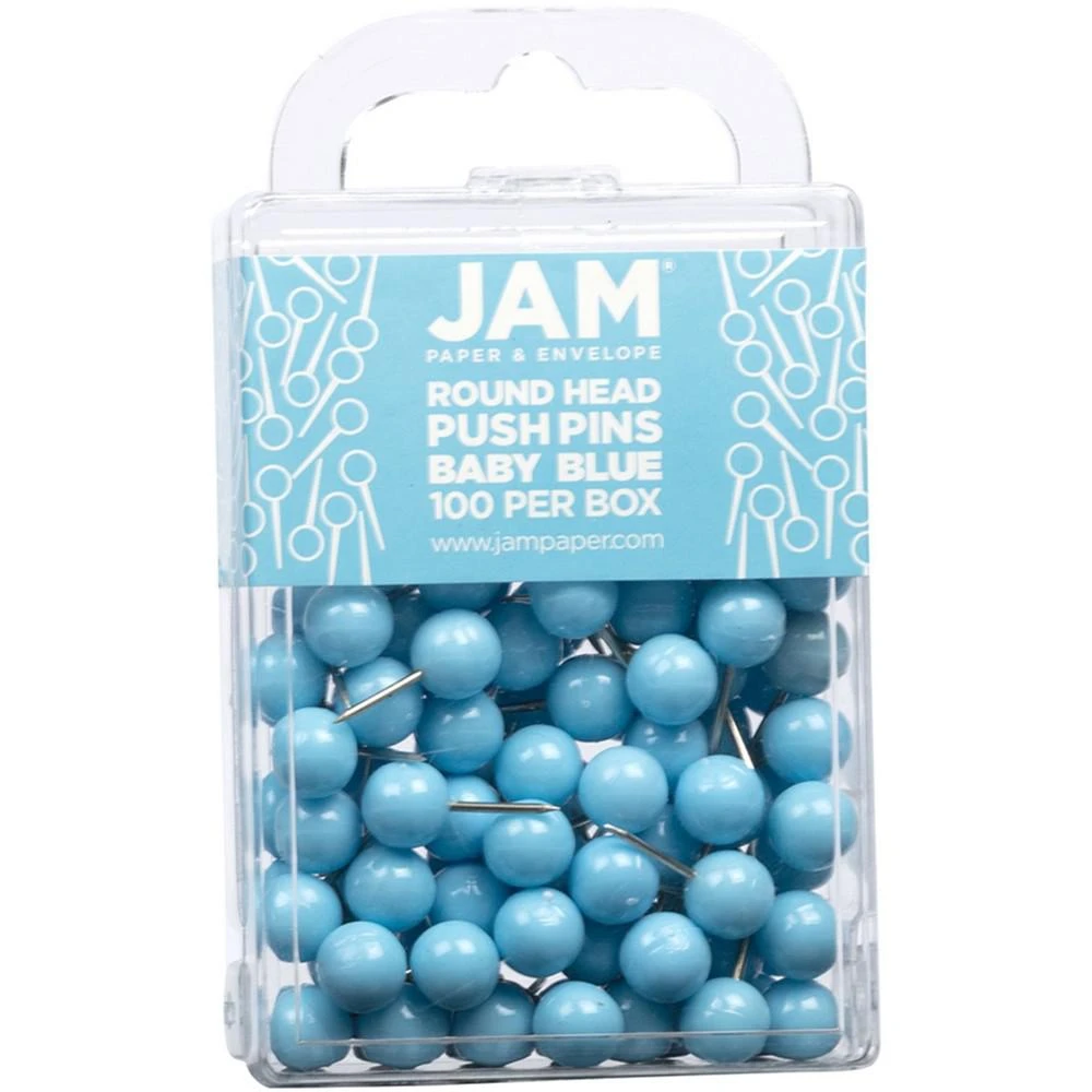 商品JAM Paper|Colorful Push Pins - Round Head Map Thumb Tacks Pushpins - 100 Per Pack,价格¥90,第1张图片