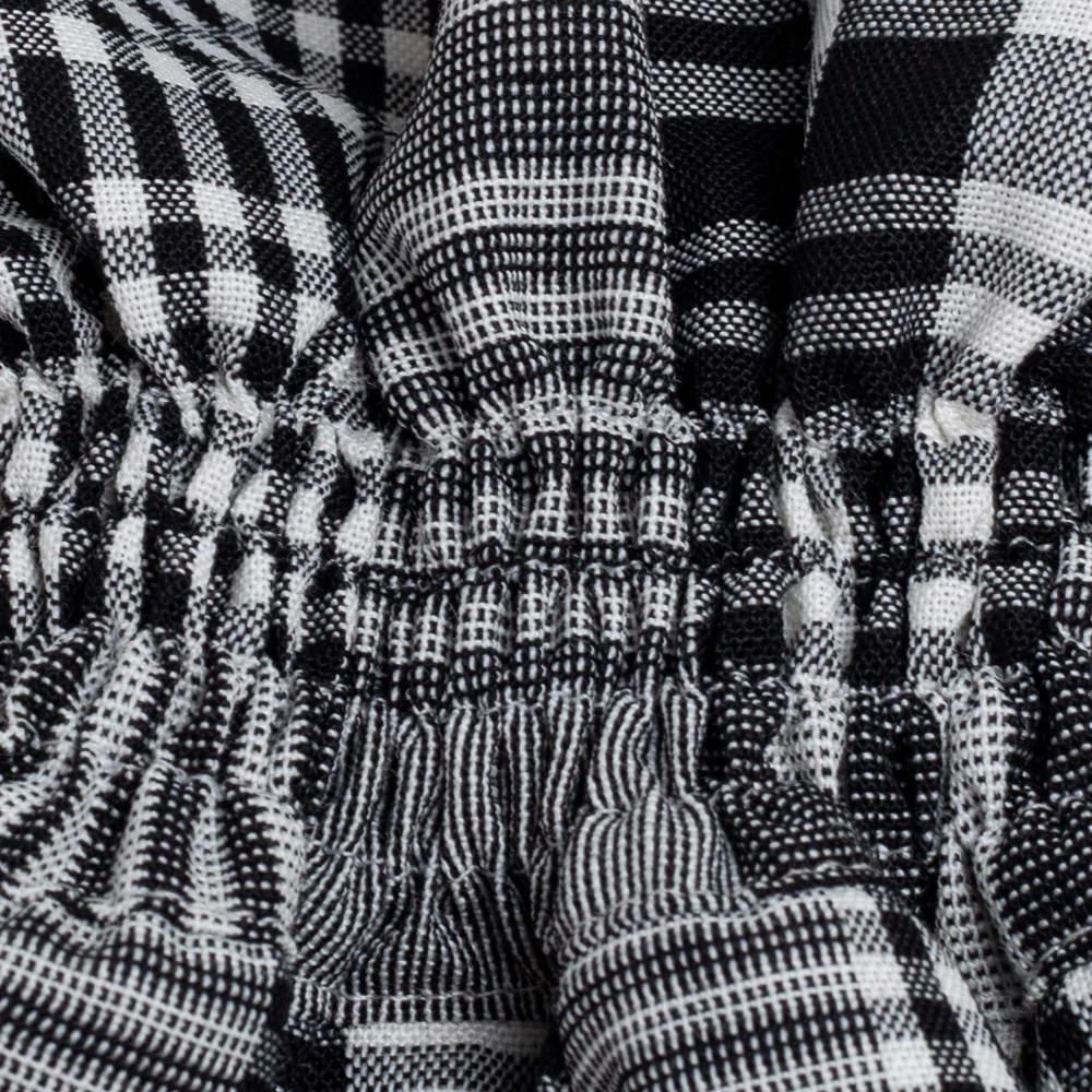 商品[二手商品] Burberry|Burberry Monochrome Gingham Wool Blend Ruched Sleeves S/M,价格¥1384,第2张图片详细描述