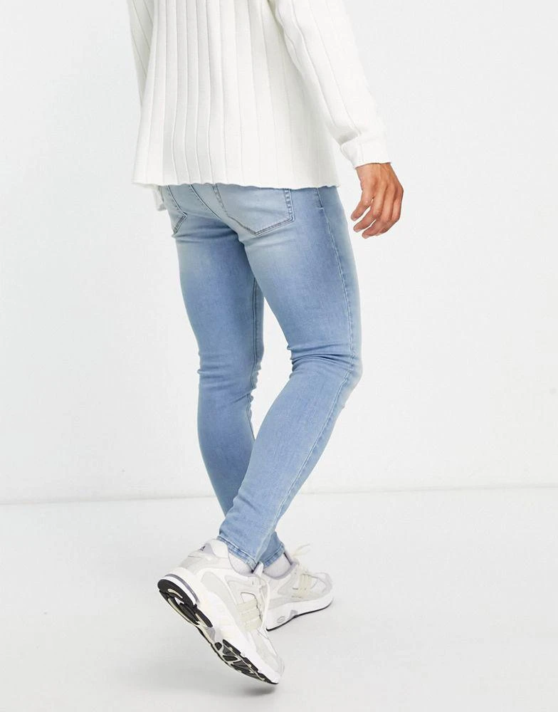 商品ASOS|ASOS DESIGN spray on jeans with power stretch in light wash blue,价格¥99,第2张图片详细描述