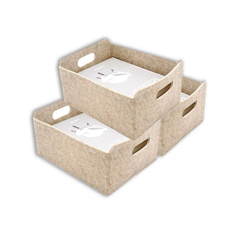 商品Welaxy|Felt 3 Piece Collapsible Storage Bin Set,价格¥252,第1张图片