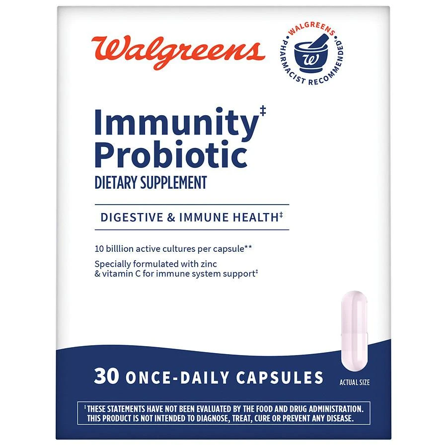商品Walgreens|Daily Immunity Probiotic Capsules with Vitamin C,价格¥148,第1张图片
