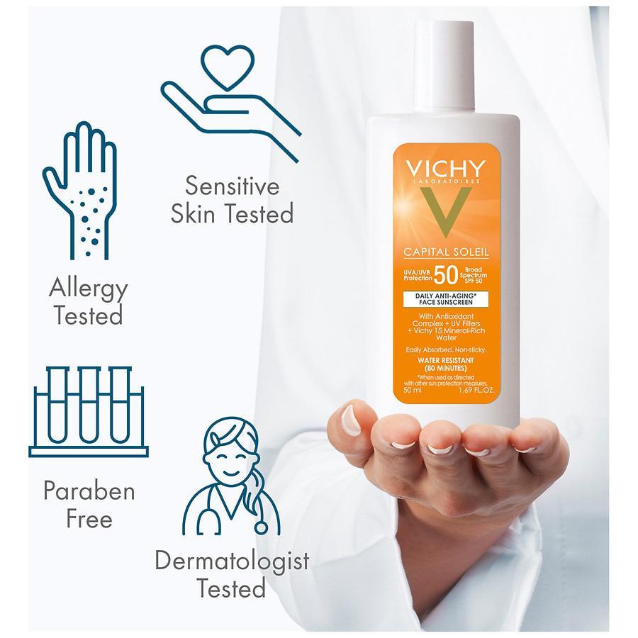 商品Vichy|Capital Soleil Face Sunscreen Lotion SPF 50, Daily Anti-Aging Sunblock Fragrance,价格¥187,第7张图片详细描述