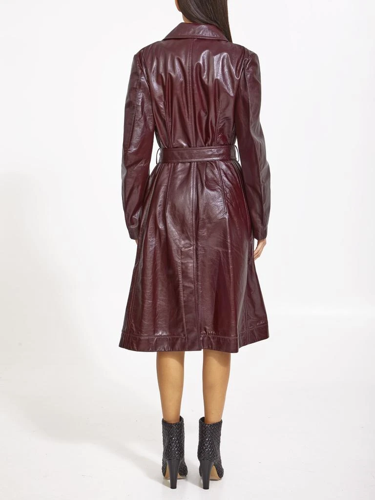 商品Bottega Veneta|Bordeaux leather trench coat,价格¥22850,第3张图片详细描述