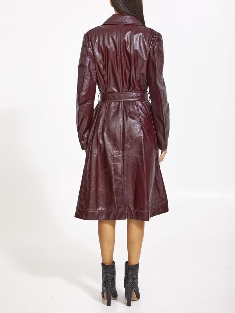 商品Bottega Veneta|Bordeaux leather trench coat,价格¥22615,第5张图片详细描述