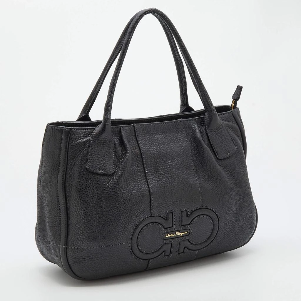 商品[二手商品] Salvatore Ferragamo|Salvatore Ferragamo Black Leather Gancini Logo Tote,价格¥3086,第3张图片详细描述