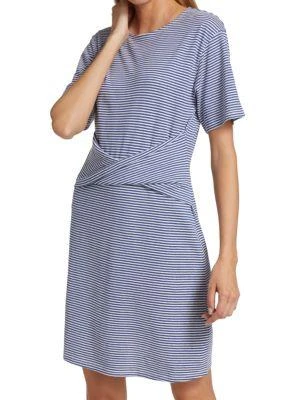 商品Theory|Front Twist Stripe Linen Cotton Tee Dress,价格¥519,第1张图片