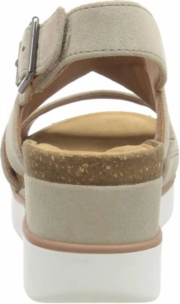 商品Clarks|Women Lizby Cross Wedge Sandals In Sand Suede,价格¥657,第3张图片详细描述