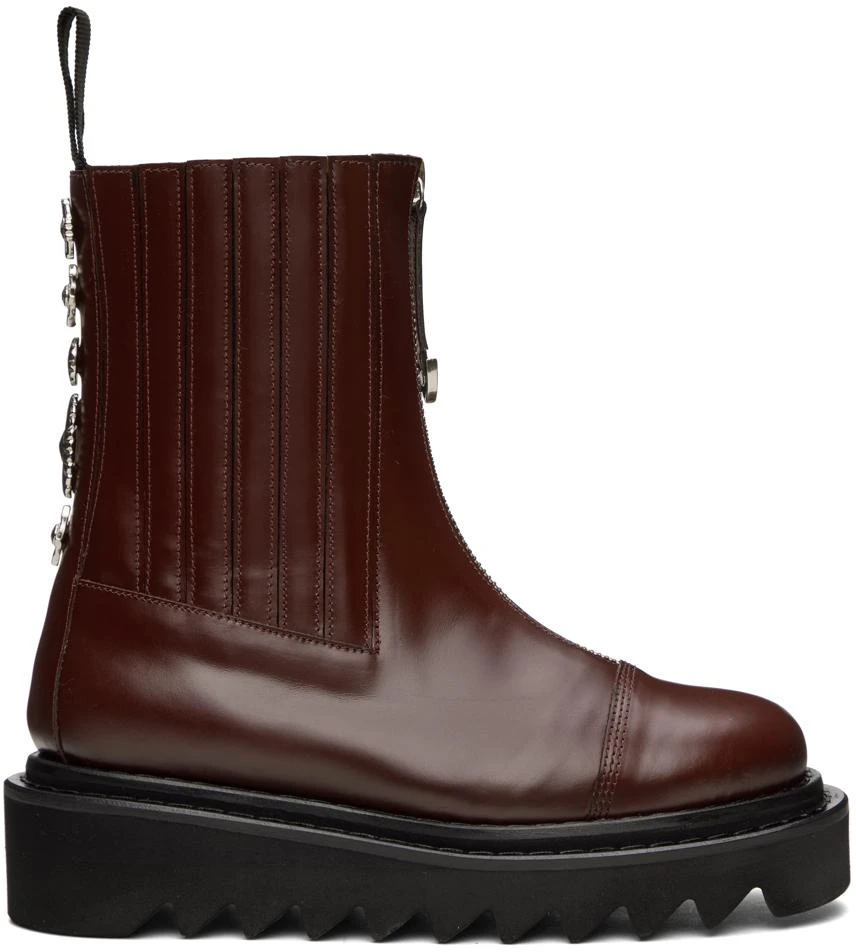 商品Toga Pulla|Burgundy Side Gore Zip Boots,价格¥2000,第1张图片