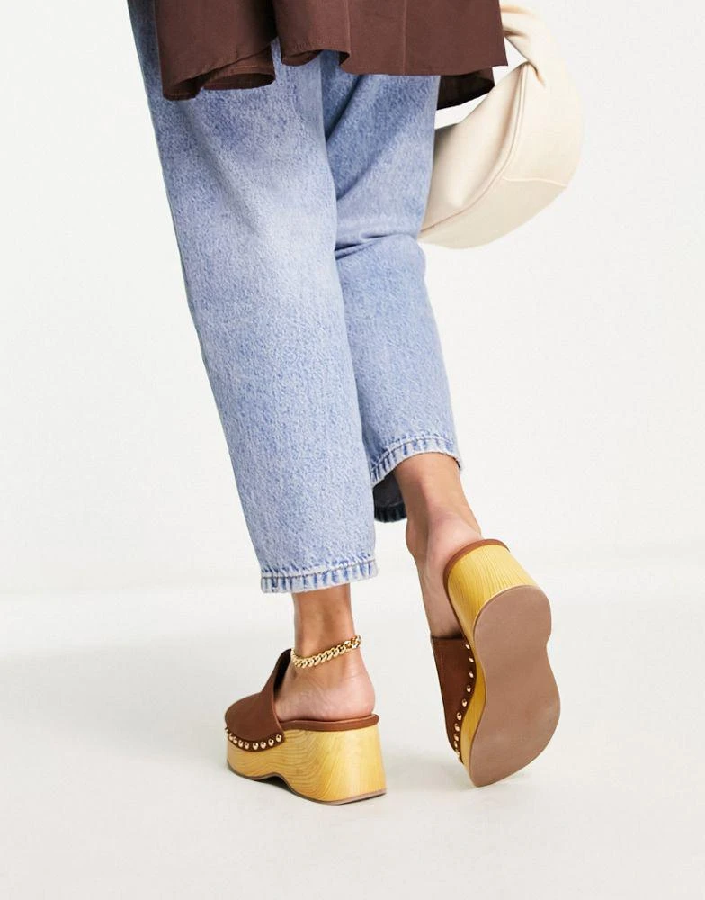 商品ASOS|ASOS DESIGN Salvia flatform clog mules in tan,价格¥168,第2张图片详细描述