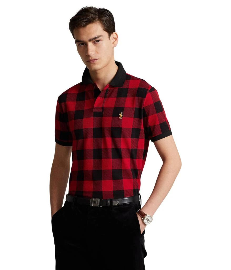 商品Ralph Lauren|Custom Slim Fit Mesh Buffalo Check Polo Shirt,价格¥931,第1张图片