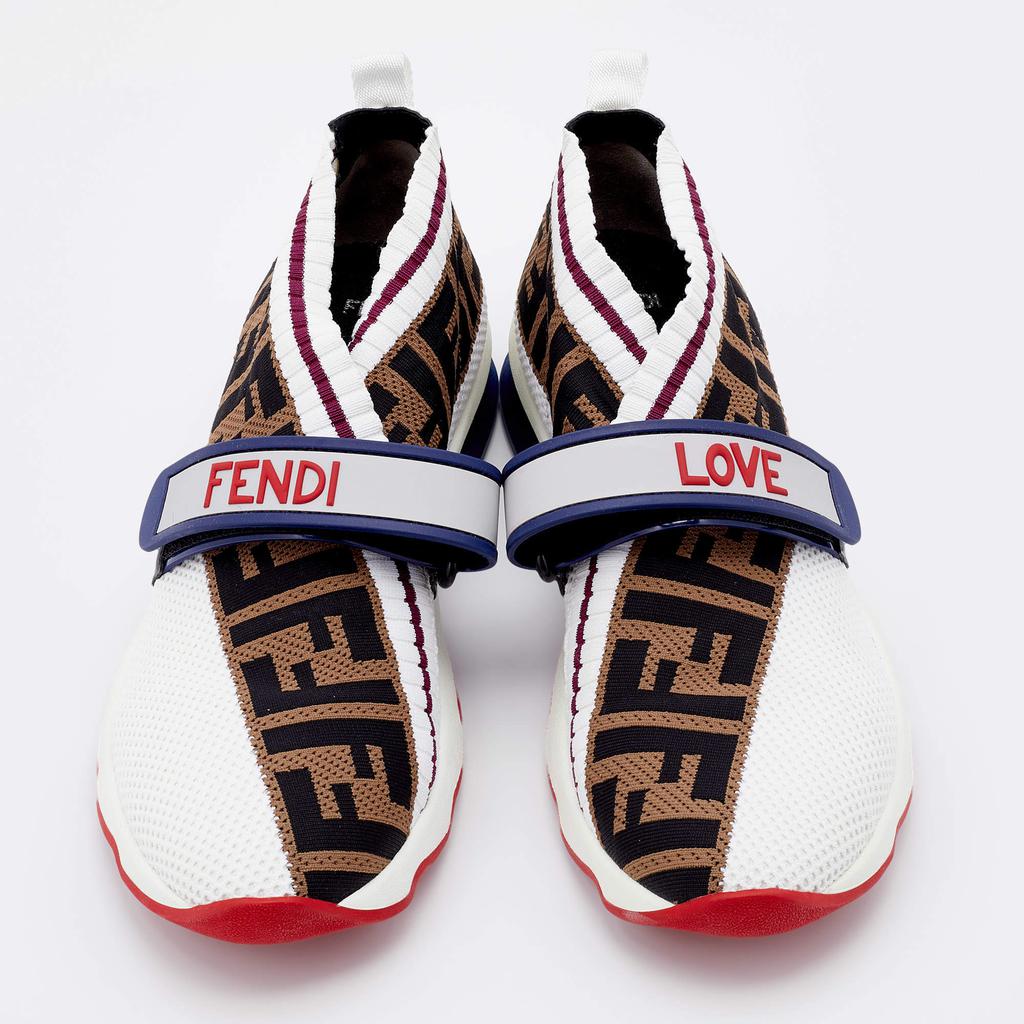 Fendi Multicolor Knit Fabric Rockoko Sneakers Size 39商品第3张图片规格展示