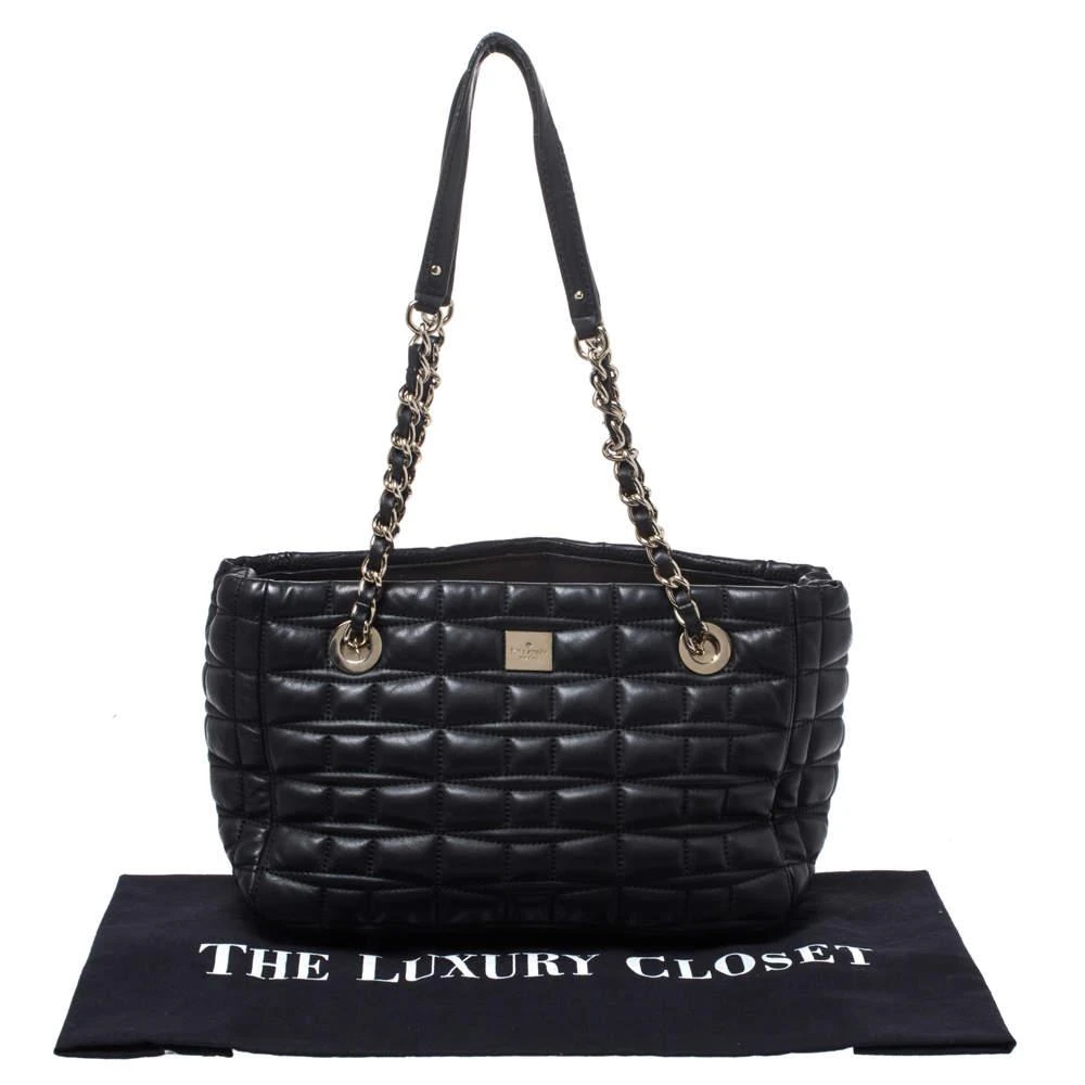 Kate Spade Black Square Quilted Leather Chain Tote 商品