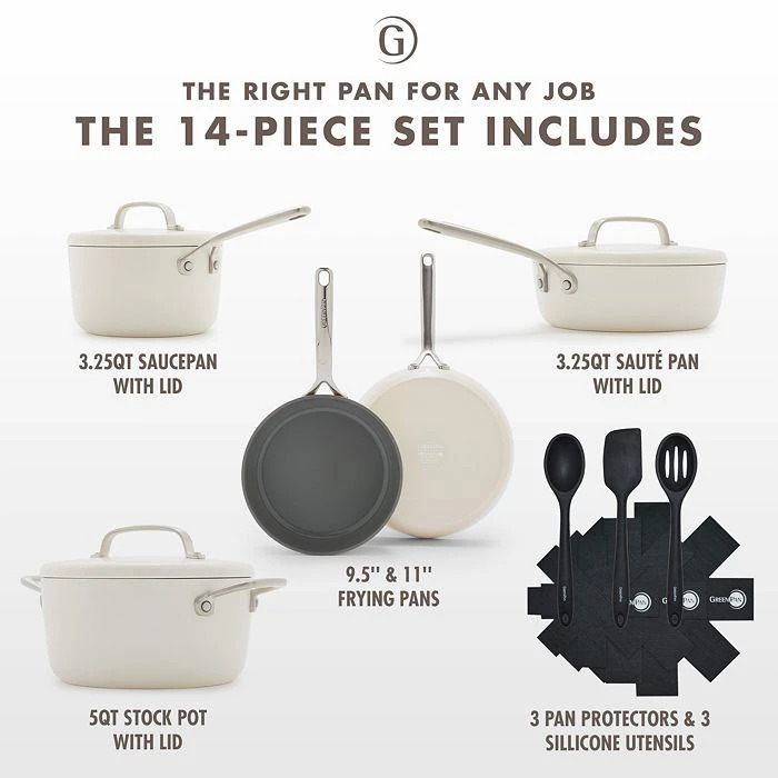 商品Greenpan|GP5 15 Piece Ceramic Nonstick Cookware Set,价格¥4542,第4张图片详细描述