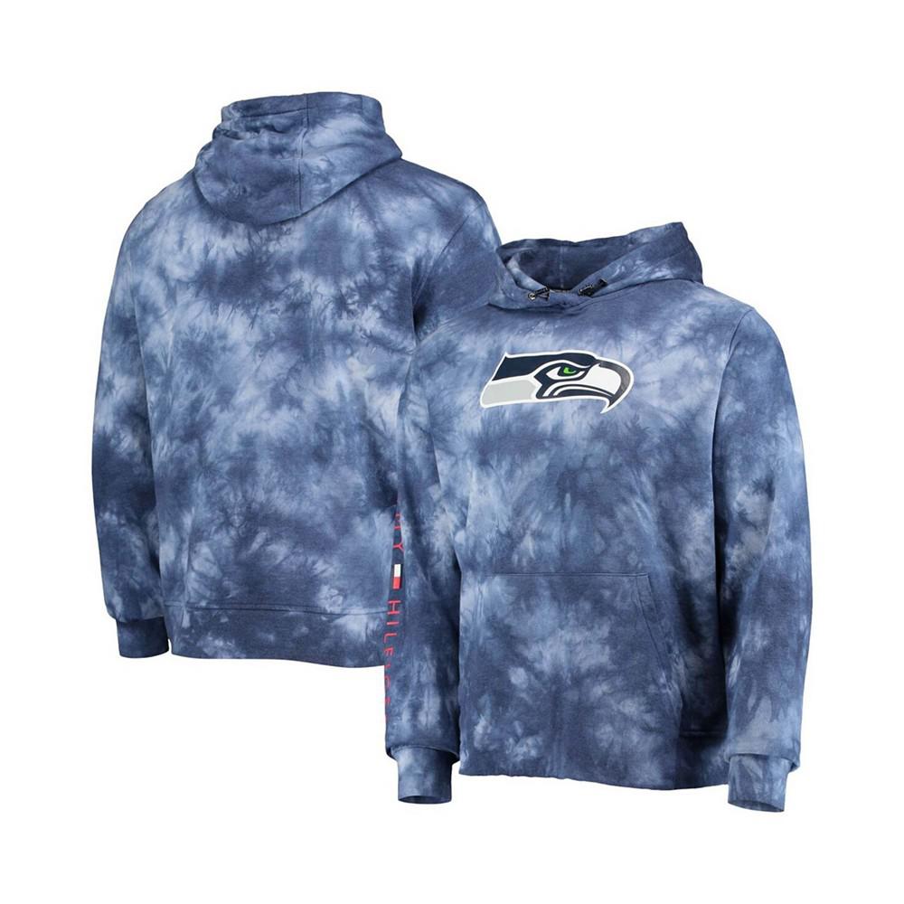 Men's College Navy Seattle Seahawks Stanley Tie-Dye Pullover Hoodie商品第1张图片规格展示