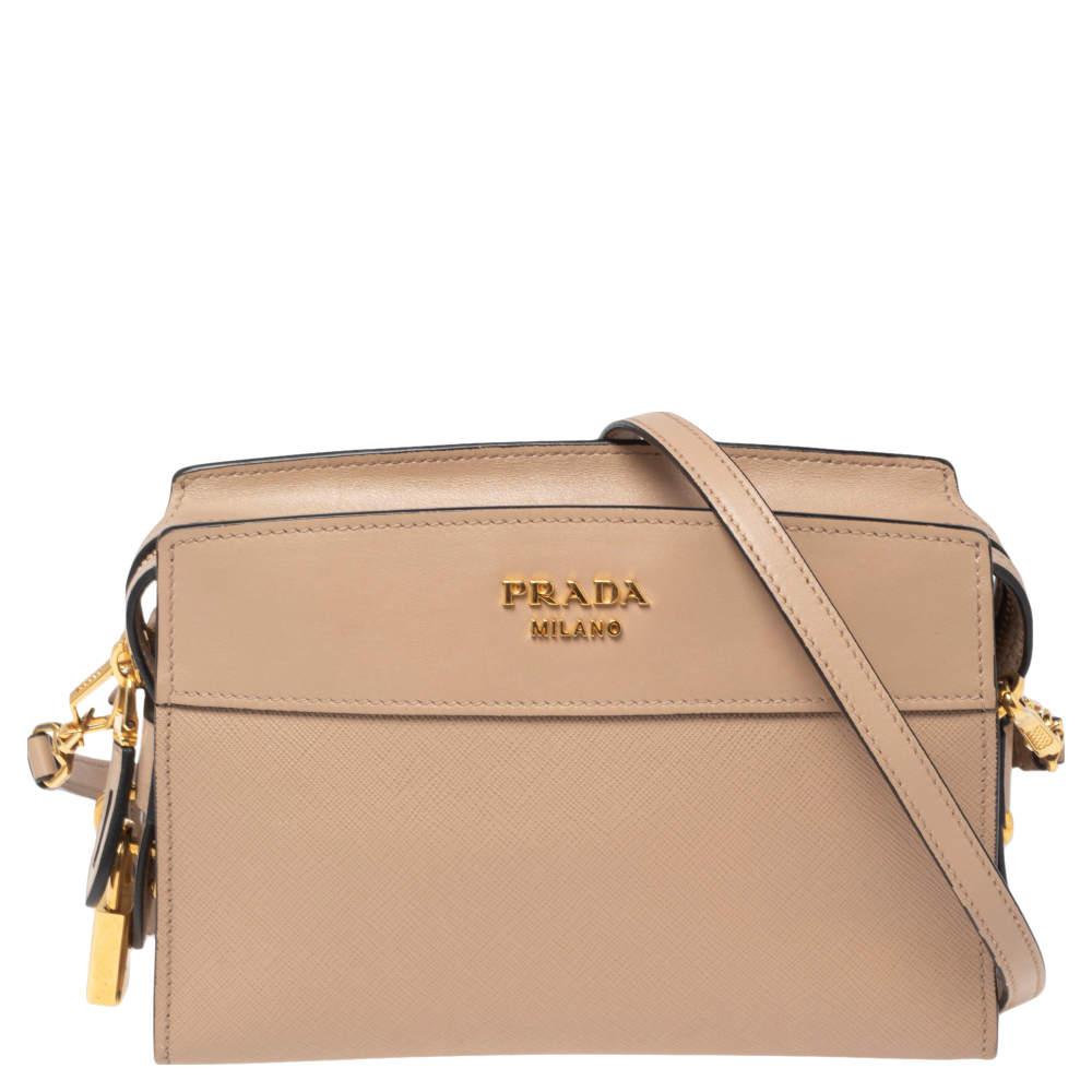 Prada Beige Saffiano Leather Esplanade Shoulder Bag商品第1张图片规格展示