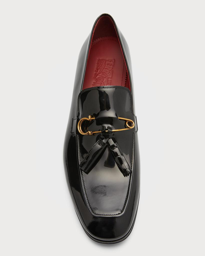 Men's Pin and Tassel Patent Leather Loafers商品第5张图片规格展示