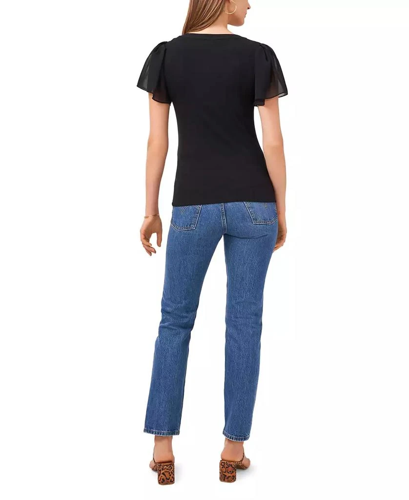 商品1. State|Women's Flutter Short Sleeve V-Neck Knit Top,价格¥307,第4张图片详细描述