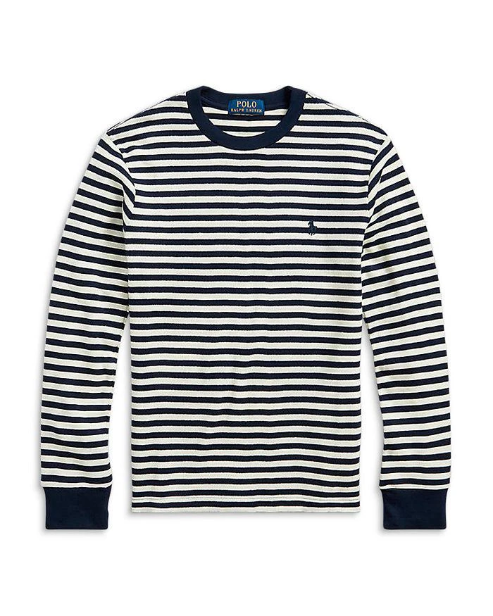 商品Ralph Lauren|Boys' Long Sleeve Striped Waffle Cotton Tee - Little Kid, Big Kid,价格¥176,第1张图片