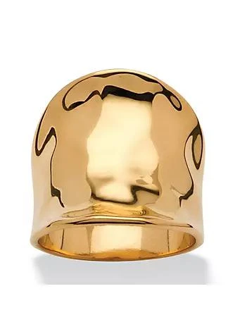 商品Palm Beach Jewelry|Beach Jewelry Concave Cigar Band Ring 18K Gold Plated,价格¥299,第1张图片