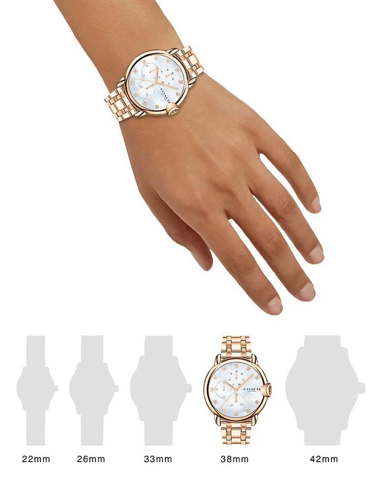 商品Coach|Arden Rose Gold Plated& Crystal Bracelet Watch,价格¥2208,第2张图片详细描述