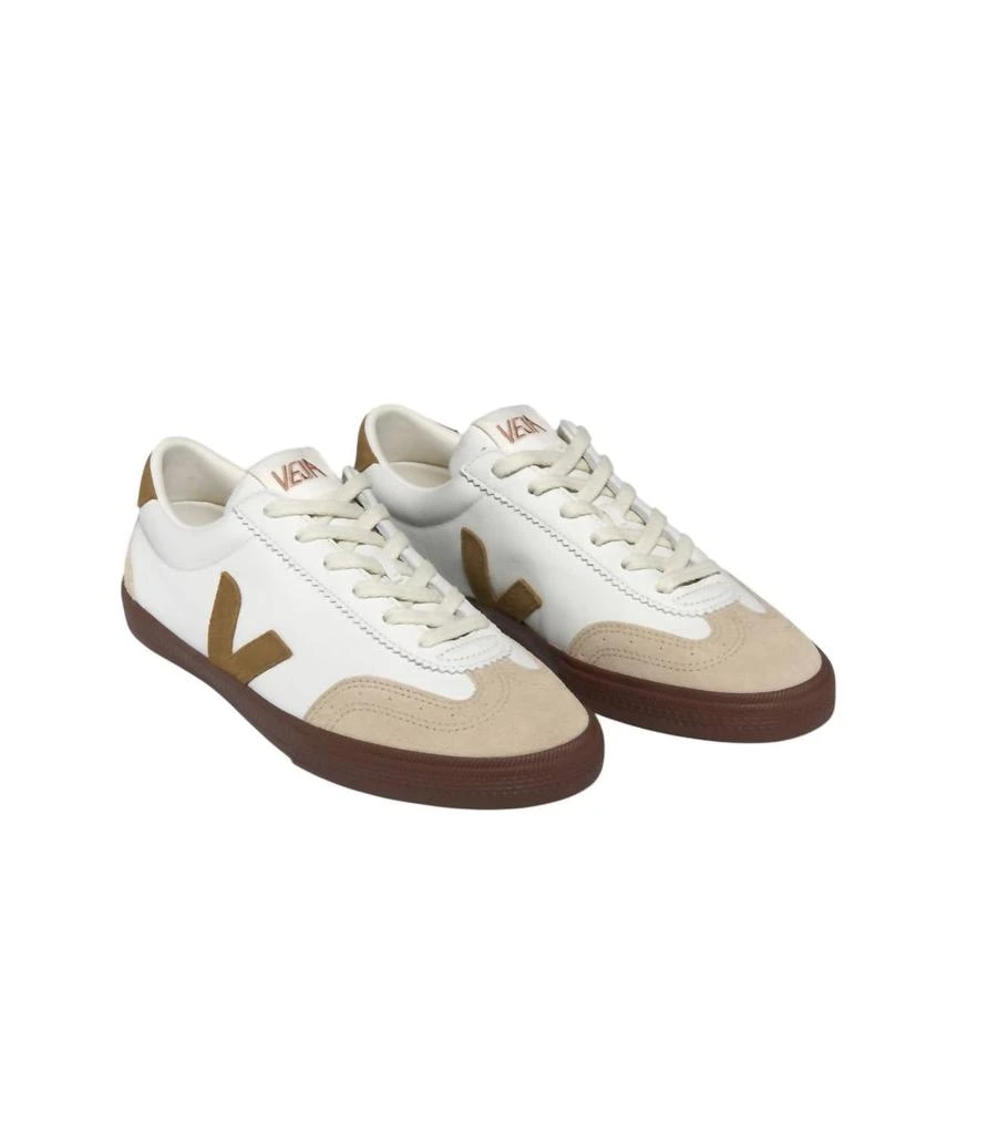 商品Veja|Women's Volley Organic Traced Leather Sneakers In White Tent Bark,价格¥1149,第1张图片