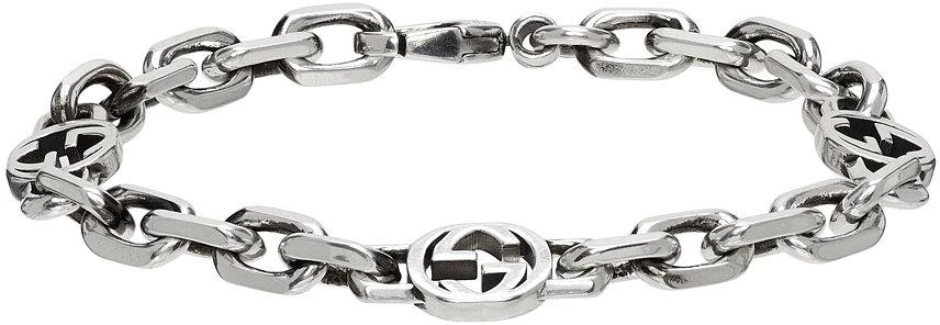 商品Gucci|Silver Chain Interlocking G Bracelet,价格¥2578,第1张图片