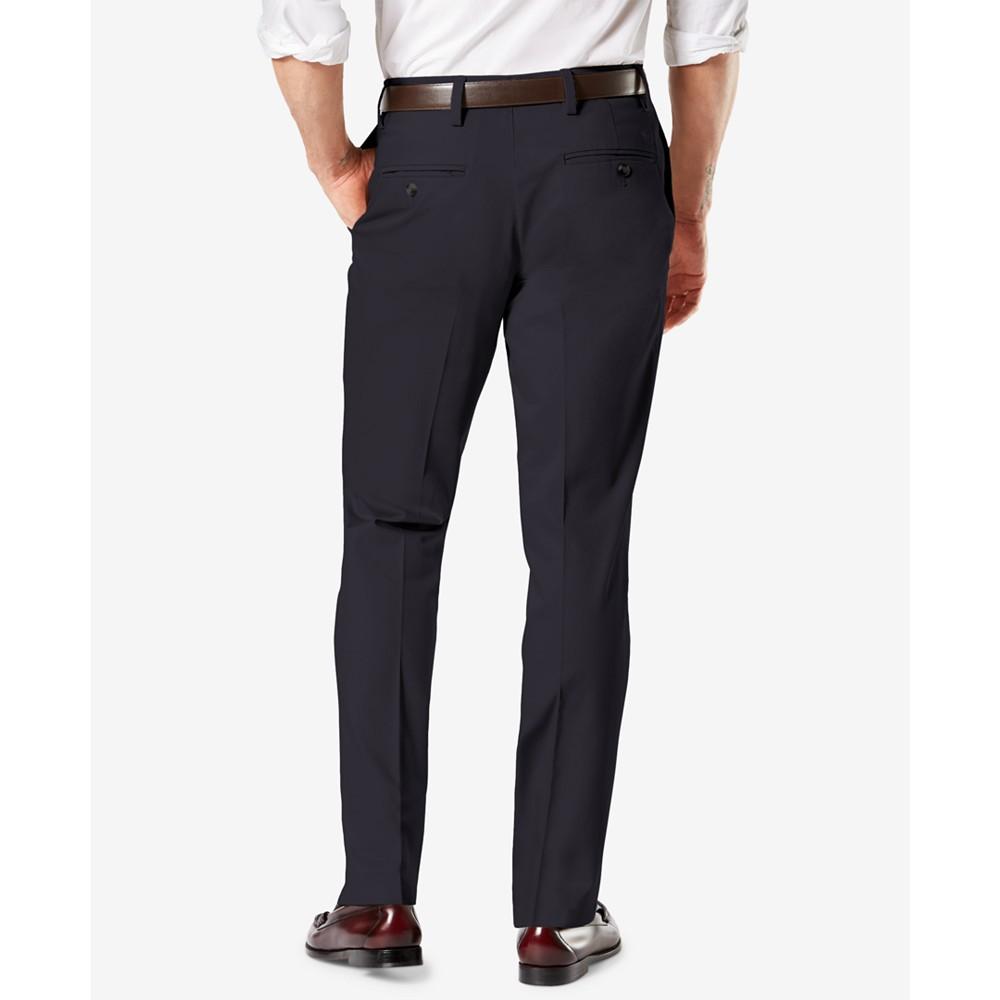 Men's Signature Lux Cotton Straight Fit Creased Stretch Khaki Pants商品第2张图片规格展示