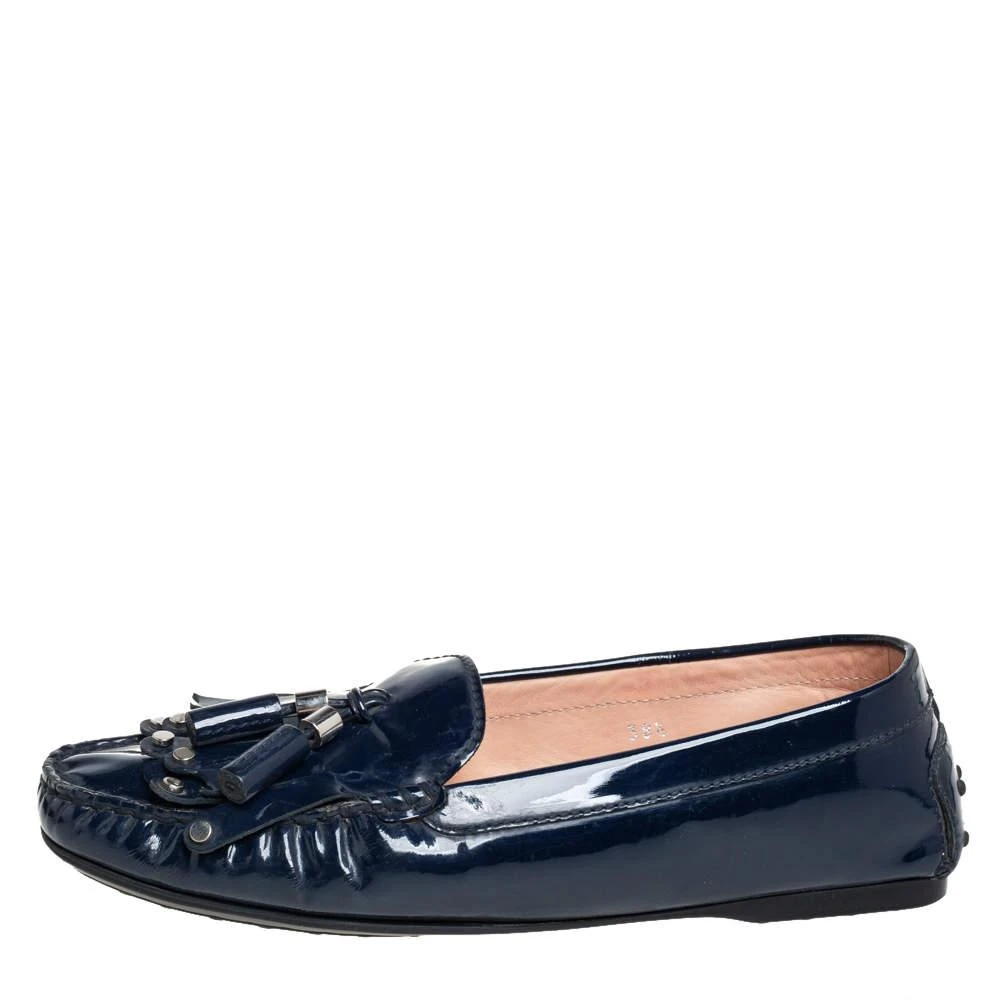 商品[二手商品] Tod's|Tod's Blue Patent Leather Slip On Loafers Size 38.5 ,价格¥1197,第2张图片详细描述