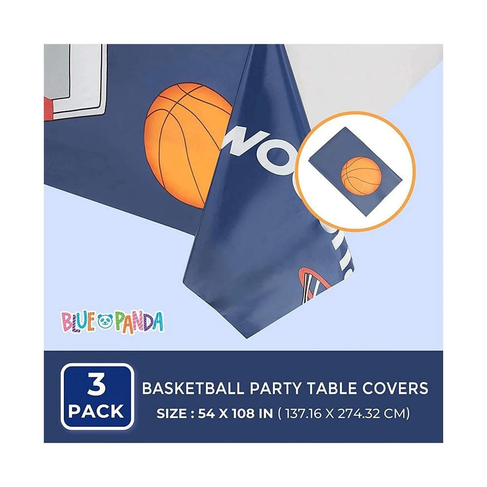 商品Blue Panda|Basketball Plastic Table Cloths, Sports Themed Party Supplies (54x108 in, 3 Pack),价格¥105,第2张图片详细描述